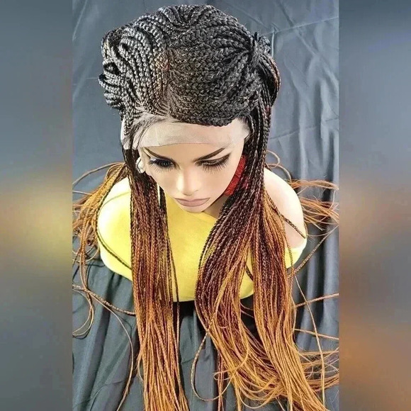 🔥 Auburn Ombre Box Braids Wig w/Lace | Premium Synthetic | Heat Resistant - Picture 12 of 15
